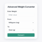 Modern user interface of a free online weight converter tool showing unit options like kilograms, pounds, ounces, grams, carats, and tons