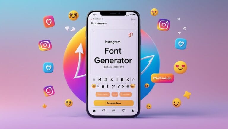 instagram fonts generator Instagram Fonts Generator A smartphone displays an Instagram Font Generator app, featuring various font styles. Emojis and social media icons float around, set on a gradient background. The tone is vibrant and playful.