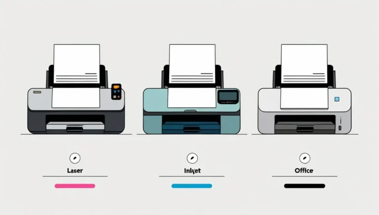 Cheque Writer Cheque Writer Three printers are displayed: a gray laser printer, a teal inkjet printer, and a white office printer, each with paper and labeled beneath.