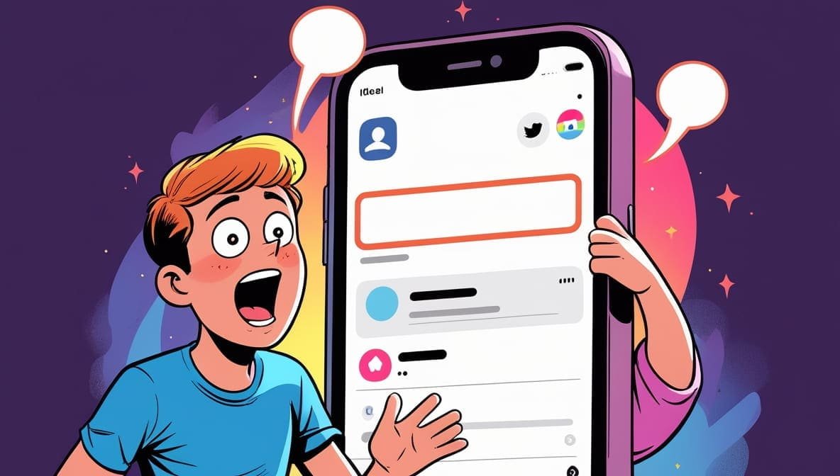 What Is Invisible Character: Animated image of a surprised boy beside a giant smartphone on a colorful background. The screen shows app icons and notifications. Speech bubbles suggest conversation.