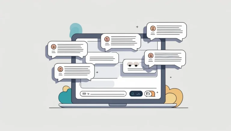 TikTok Comment Generator TikTok Comment Generator An illustrated image of a laptop with multiple chat bubbles displaying smiling emojis. The background features colorful abstract shapes, conveying a lively and interactive online conversation.
