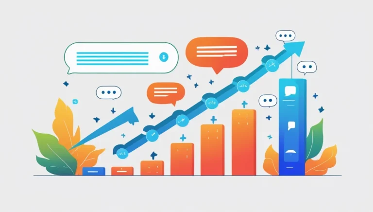 TikTok Comment Generator TikTok Comment Generator Stylized bar chart with a rising arrow and speech bubbles, in vibrant orange and blue tones. The image conveys growth and communication themes.